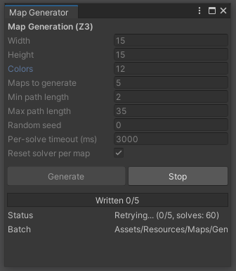 The map generator EditorWindow